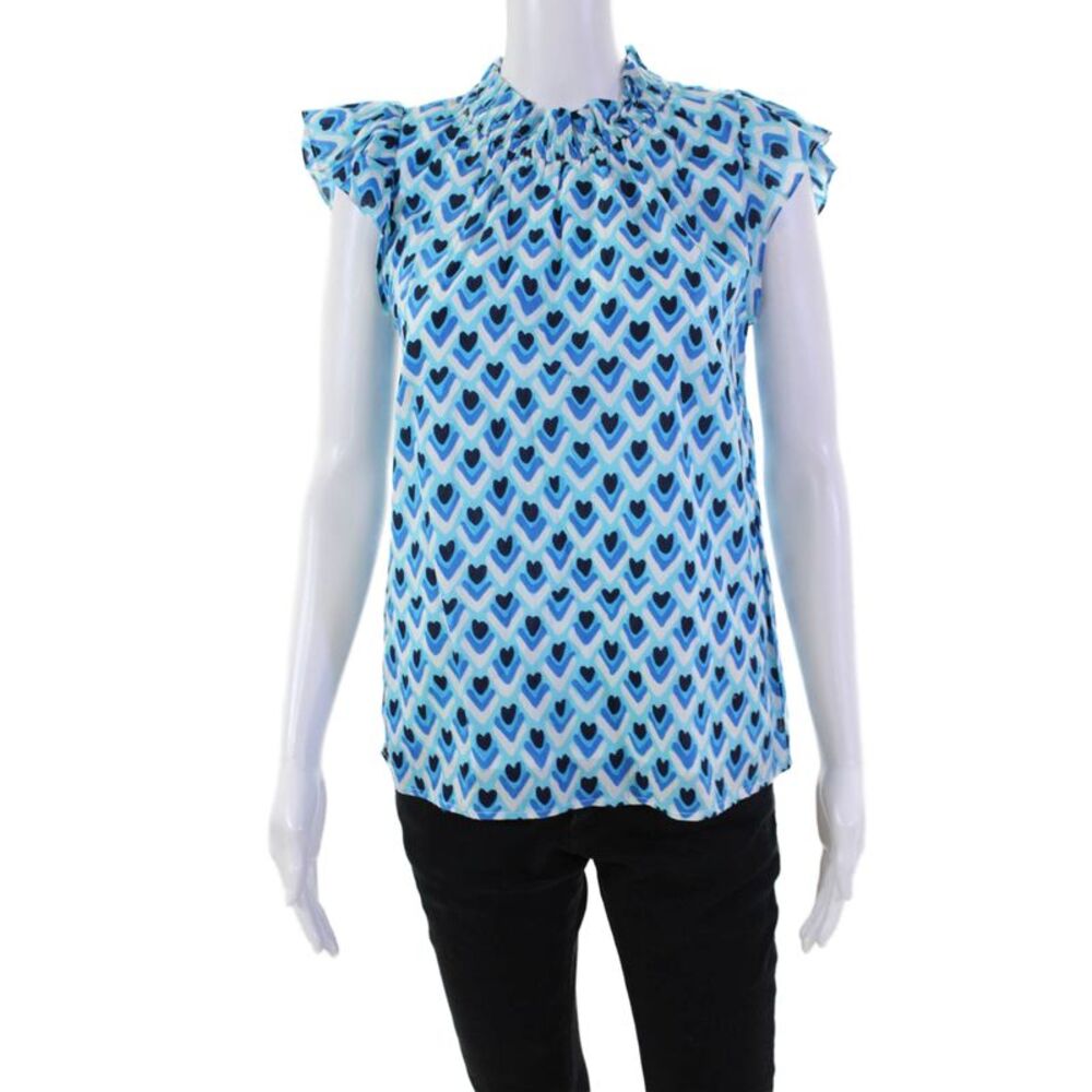 STS Sail To Sable Womens Cotton Abstract Sleeveless Blouse Top Blue Size XS